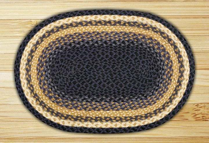 Earth Rugs C-79 Lt. Blue Dk. Blue Mustard Oval Braided Rug 4 Feet x 6 Feet - Image 1 of 1
