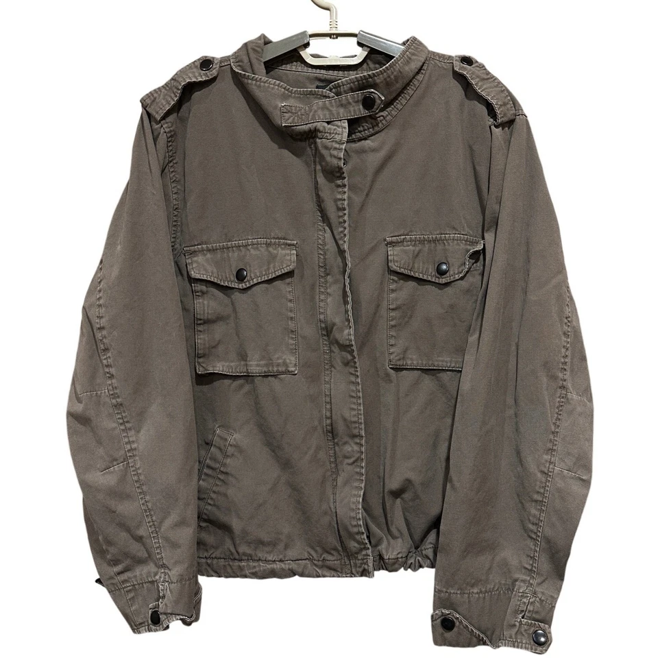 Torrid Military Style Bomber Jacket Womens Plus 3X Brown 100% Cotton Button Zip - Image 1 of 4