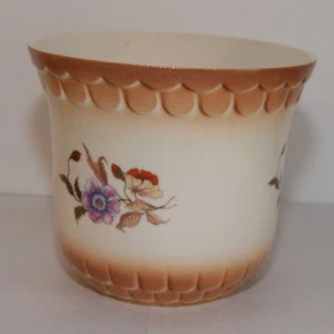 Maceta de cerámica vintage Faimar floral marrón/crema - Imagen 1 de 7