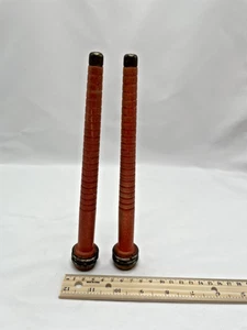 2 Vintage Wood Quills Bobbins Spools Spindles Wooden Industrial Mill 9" - Picture 1 of 5