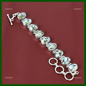 Sterling Silver Copper Larimar Stone Engagement Chain Wedding Bracelet Jewelry - Picture 1 of 6