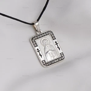 SAINT SERAPHIM Of SAROV Orthodox Icon Pendant Necklace Men Jewelry Икона Серафим - Picture 1 of 3