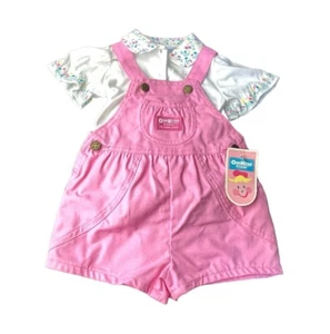 Vintage NOS Baby Girl Clothes Oshkosh 24 Month 2pc Shortalls Outfit NEW - Picture 1 of 4