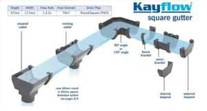BROWN Square Line Gutter System KAYFLOW 114mm UPVC Rainwater - Picture 1 of 18