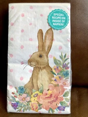 Servilletas para invitados de papel a lunares flores conejito de Pascua mujer pionera 24 2 capas Foto 1 de 4