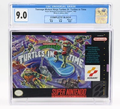 Teenage Mutant Ninja Turtles IV: Turtles in Time (SNES, 1992) WATA/CGC 9.0 CIB - Image 1 of 2