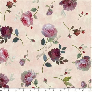 QUILTING TREASURES "ROSEWATER" 24596-P GEWORFENE ROSEN STOFF PREIS @ 1/2 YD - Bild 1 von 2