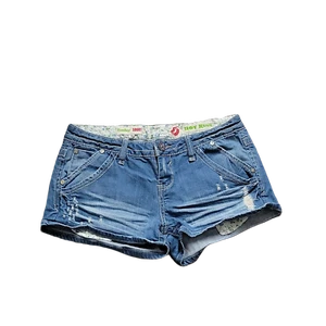 Hot Kiss Tomboy Short Distressed Denim Jean Shorts ~ Sz 9 ~ Low Rise ~ 2" Inseam - Picture 1 of 6
