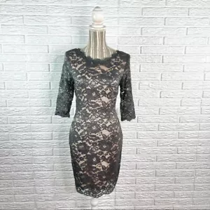 Soieblu Cocktailkleid grau und nude Spitze Etui Größe S - Bild 1 von 9