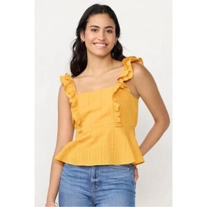 NWT LC Lauren Conrad Ruffle Peplum Tank Orange Size L - Picture 1 of 3