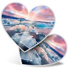 2 x Heart Stickers 10 cm - Jokulsarlon Lagoon Iceberg Iceland  #21741