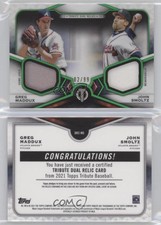 2021 Topps Tribute Dual Relics 2 Player Green /99 John Smoltz Greg Maddux HOF
