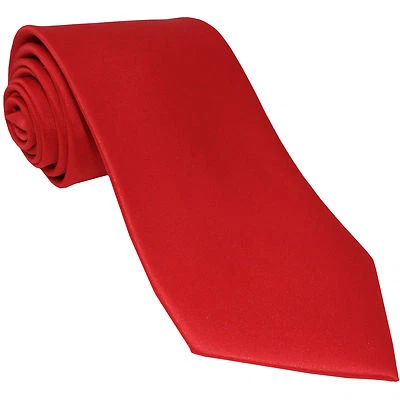 New Polyester Men's Neck Tie only solid formal wedding prom party work Red - Image 1 of 2