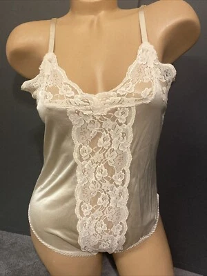 De colección Mejor Forma Talla 36 Peluche Body Traje Mameluco Nylon Lencería Encaje Panty #C Foto 1 de 4