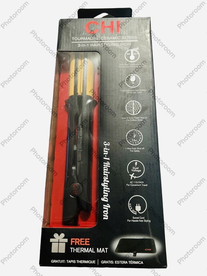 New CHI Tourmaline Ceramic 3-in-1 Styling Iron, 1" with Thermal Mat  - Image 1 of 4