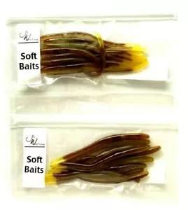 2 PAQUETES Jed Welsh 4.5" Lombriz de tierra recta marrón vena verde rojo brillo cola ámbar - Imagen 1 de 11