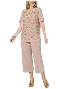 Antthony 2-piece Embellished Top and Cropped Pant Set French Toast - Picture 1 of 1