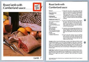 Roast Lamb With Cumberland Sauce #7 Lamb Hamlyn All-Colour Cookery Card - Picture 1 of 1