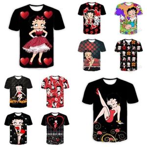 Unisex 3D Betty Boop Cartoon Short Sleeve T-Shirt Tee Pullover Top Xmas Gifts*
