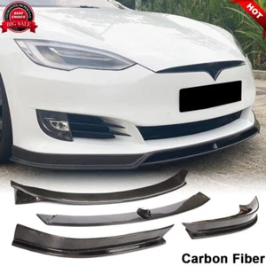REAL CARBON Front Bumper Lip Spoiler Splitters 4PCS Fits Tesla Model S 2016-2020 - Bild 1 von 12