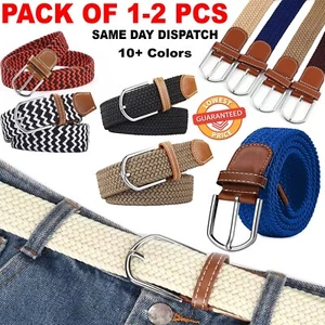 Enzo Elasticated Belts Mens Womens Stretch Woven Braided Regular Casual Belt - Picture 1 of 19