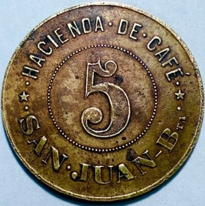 PUERTO RICO - Hacienda de Café San Juan - B - Coffee Plantation Token - 5 Almuds - Picture 1 of 3