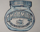 Original pen & ink wash drawing of a jar of Marmite on ivory watercolour paper