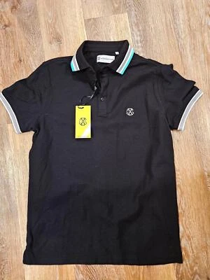 Nwt Christian Lacroix Black Polo Shirt with Aqua Accents - Size S - Image 1 of 4