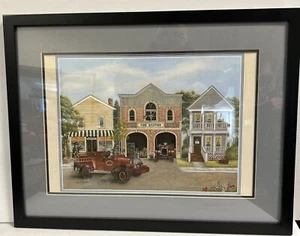 Kay Lamb Shannon "Fire Station" Matted, Framed And Plexiglass 25.5 X 19 3/4” - Picture 1 of 4