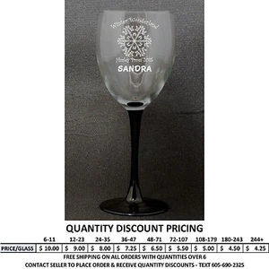 Personalized 10.5oz Black Stem Wine Glass Prom Glasses Custom Engraved Dance - Picture 1 of 16