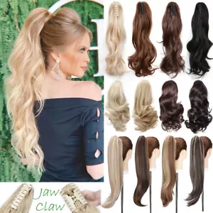 Long Curly Wavy Hair Ponytail Extension Claw Clip in Women Synthetic Hairpiece - Picture 1 of 53