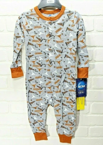 NCAA Texas Longhorns Official KA Baby 12M 18M 24M One Piece Sleeper Pajamas NWT Cover