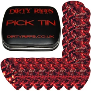 24 x Medium Fender 451 Celluloid Shell Guitar Picks Plectrums In A Pick Tin - Picture 1 of 1