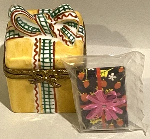 LIMOGES Frankreich PEINT MAIN Klappschatulle-BAND & Schleife-GESCHENK mit GESCHENKSCHMUCKSTÜCK-SCHÖNHEIT! - Bild 1 von 9