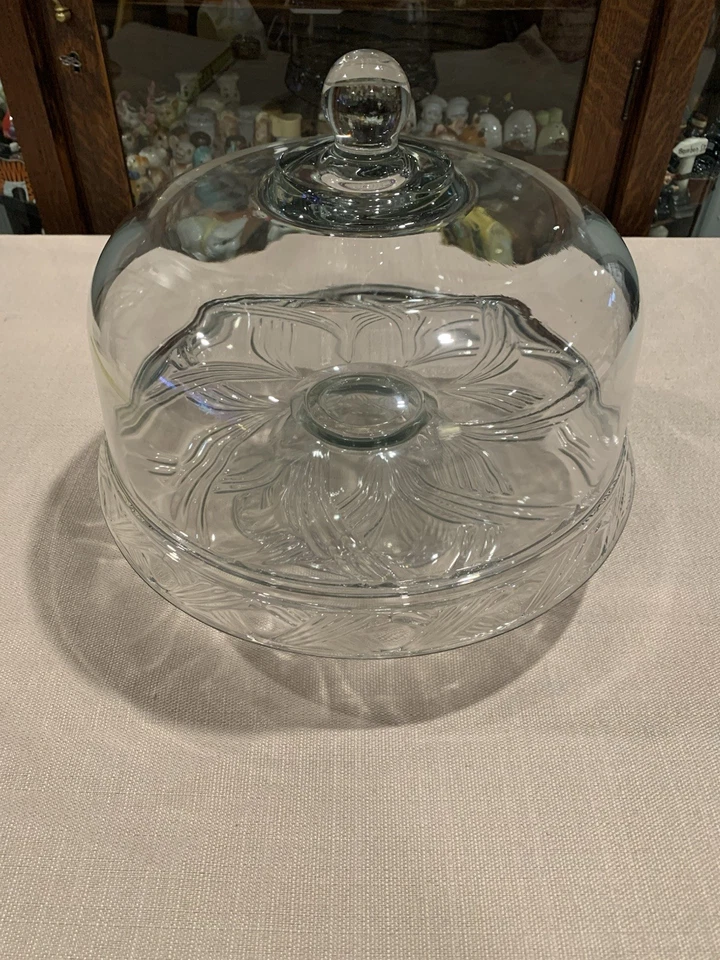 Vintage Anchor Hocking Glass Pedestal Cake Stand Dome Lid Reverse Dip Tray Heavy - Image 1 of 4