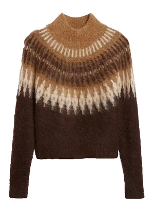 Nuevo con etiquetas Suéter Banana Republic Fairisle en Burnt Umber Fuzzy Alpaca Pullover XL Foto 1 de 4