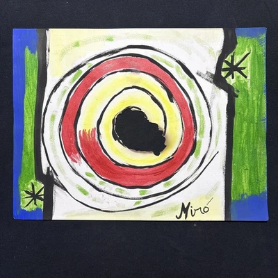 JOAN MIRO desenho em papel antigo assinado carimbado vintage - Imagem 1 de 2