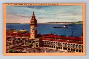 Postal antigua vintage del edificio del ferry de San Francisco CA-California, aérea - Imagen 1 de 2