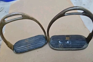 Vintage Nickeled Brass Horse Riding Stirrups  - Picture 1 of 9