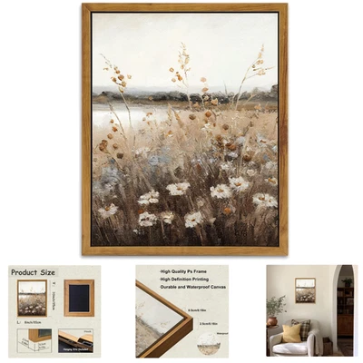 Arte en lienzo retro campo flores silvestres paisaje campo 8x10 pulgadas desvanecimiento Foto 1 de 4