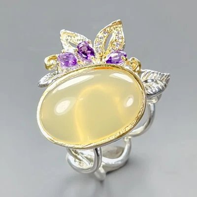 Handmade Natural Yellow Opal Ring 925 Sterling Silver Size 8.5 /R436700 - Image 1 of 4