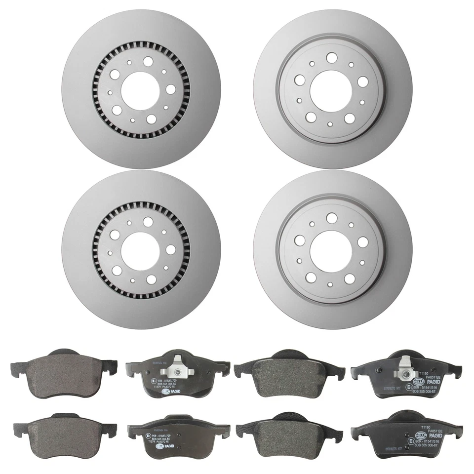 Kit de pastillas de freno de disco de bajo metal con rotor delantero y trasero Hella para Volvo S80 2003-2005 Foto 1 de 1