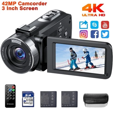 ✅Digital Camcorder 4K 42MP Videokamera 18Xzoom Vlogging Camera mit LED-Fülllicht - Bild 1 von 4