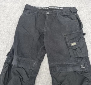 Snickers Trousers Mens W38 Black 3314 Canvas Pocket Work Cargo Utility Builder - Picture 1 of 9