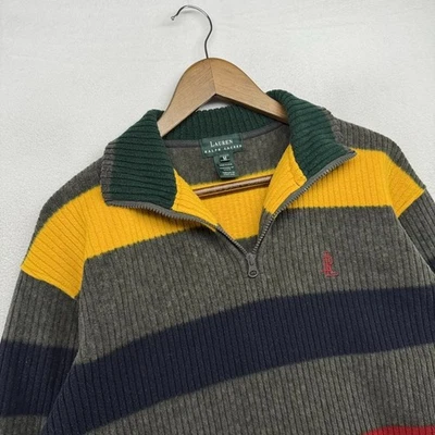De colección Lauren Ralph Lauren Cuarto Cremallera Para Hombres Mediano Colorido Bloque de Color Hecho en EE. UU. Foto 1 de 4