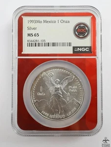 1993 Mexico 1 Onza Plata Pura LIBERTAD .999 Silver 1oz Coin NGC MS65 EDC Label - Picture 1 of 4