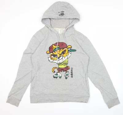 Sudadera con Capucha Adidas Para Hombre Gris L Dibujos Animados Tigre Gráfico Estampado Foto 1 de 4