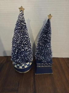 Mckenzie Childs Royal Check Bottlebrush Christmas Tree Set Of Two - Picture 1 of 9