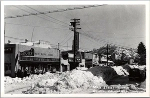 c1940s QUINCY, California RPPC Photo Postcard "MAIN STREET - WINTER" Unused - Picture 1 of 2