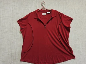 Camicia EP Pro Tech Tour Zip Collo Rosso con Pipping Nero Taglia 1x Golf Tennis - Foto 1 di 11